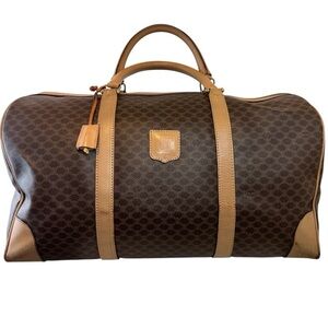 Celine Boston Bag 2 Handle Weekender Large Travel Bag Old Vintage Brown Bag